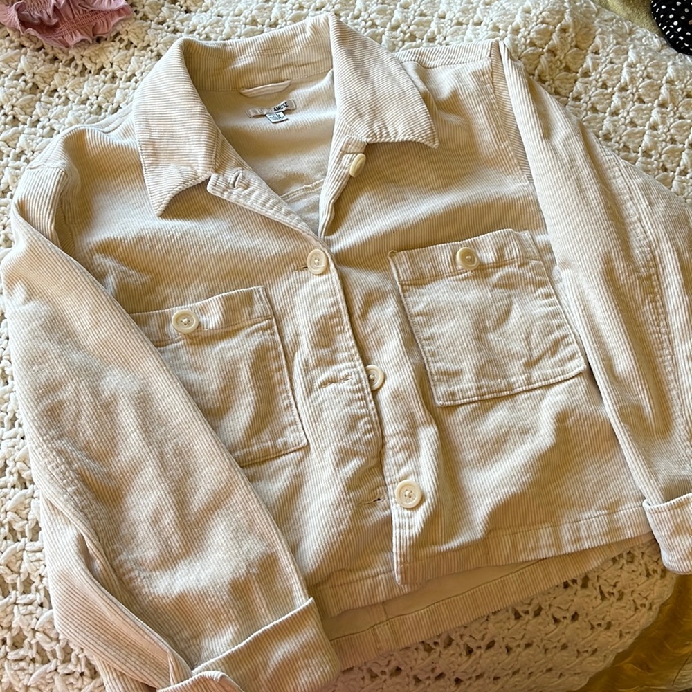 Amuse society led corduroy  ivory jacket